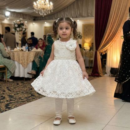 Luxury White Frock - Premium Elegant Baby Girl Dress 18M-4Y
