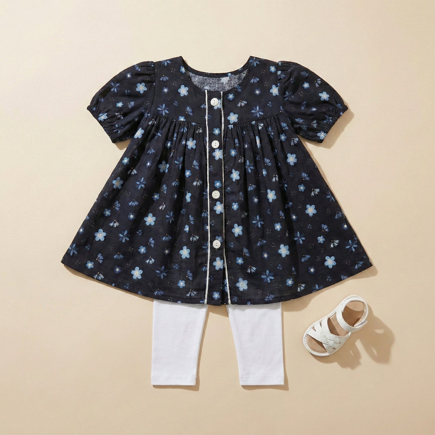 Baby Girl Black Floral Frock - Elegant Party Dress 12M-3Y