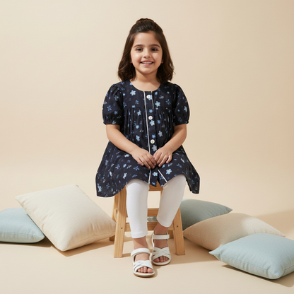 Baby Girl Black Floral Frock - Elegant Party Dress 12M-3Y