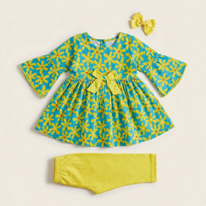 Baby Girl Green Floral Frock - Beautiful Party Dress 12M-3Y