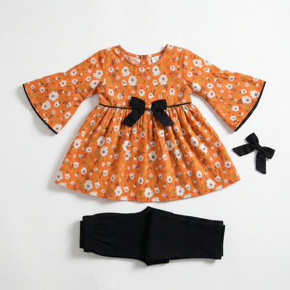 Baby Girl Sophisticated Floral Frock - Complete Party Dress Set 12M-3Y