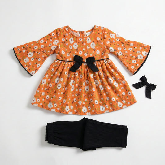 Baby Girl Sophisticated Floral Frock - Complete Party Dress Set 12M-3Y