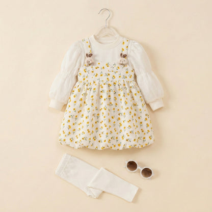 Baby Girl Yellow Floral Frock - Cheerful Party Dress 12M-3Y