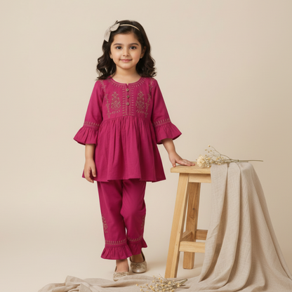 Baby Girl Premium Embroidered Frock - Elegant Kameez Shalwar 12M-3Y