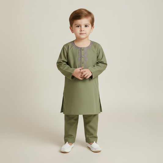 Baby Boy Stylish Kurta Shalwar - Traditional Outfit 3-6M