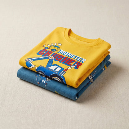 Boys 2-Piece Outfit - Trouser & Shirt Car Design 18M-4Y