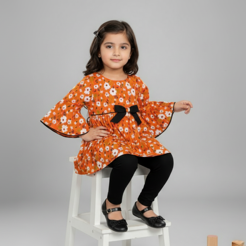 Baby Girl Sophisticated Floral Frock - Complete Party Dress Set 12M-3Y