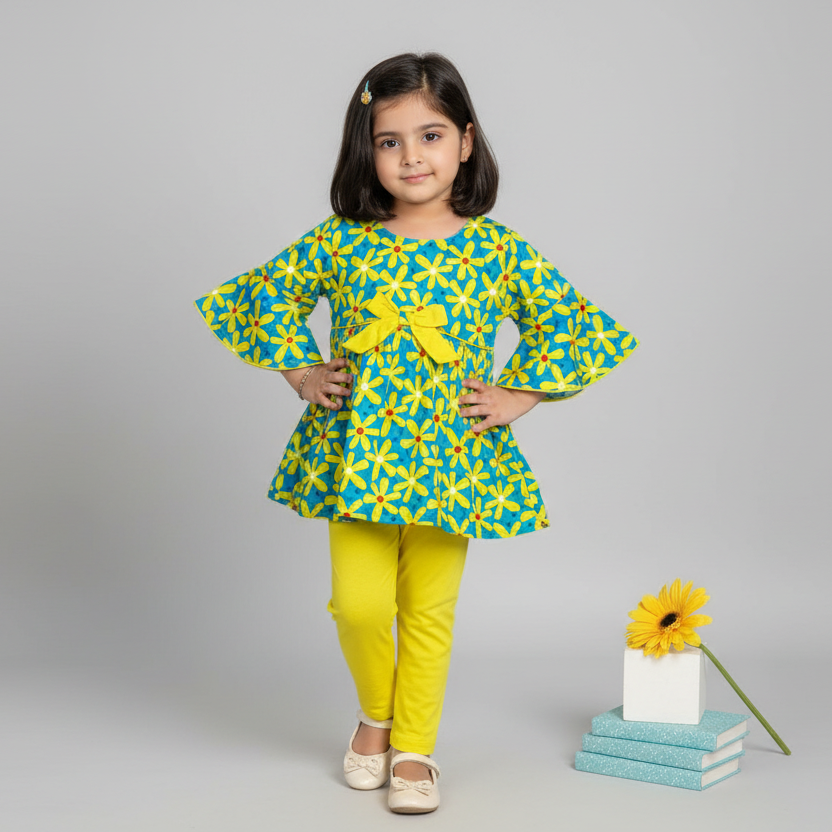 Baby Girl Green Floral Frock - Beautiful Party Dress 12M-3Y