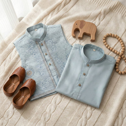 Boys 3-Piece Waistcoat Kurta Shalwar - Premium Traditional Outfit 2-3Y