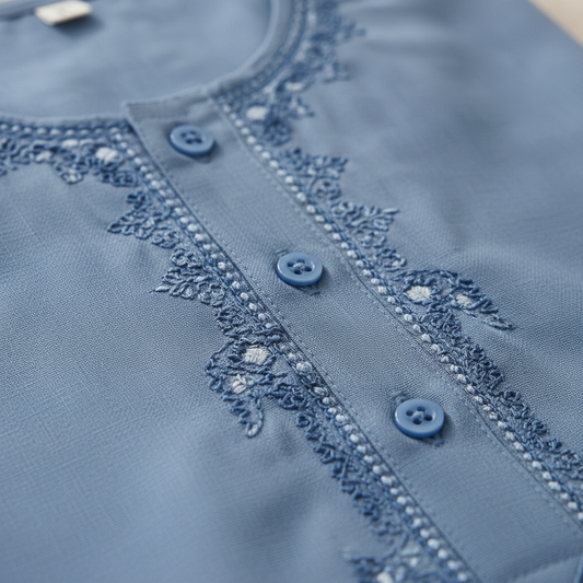 Baby Boy Blue Kurta Shalwar - Traditional Outfit 3-6M