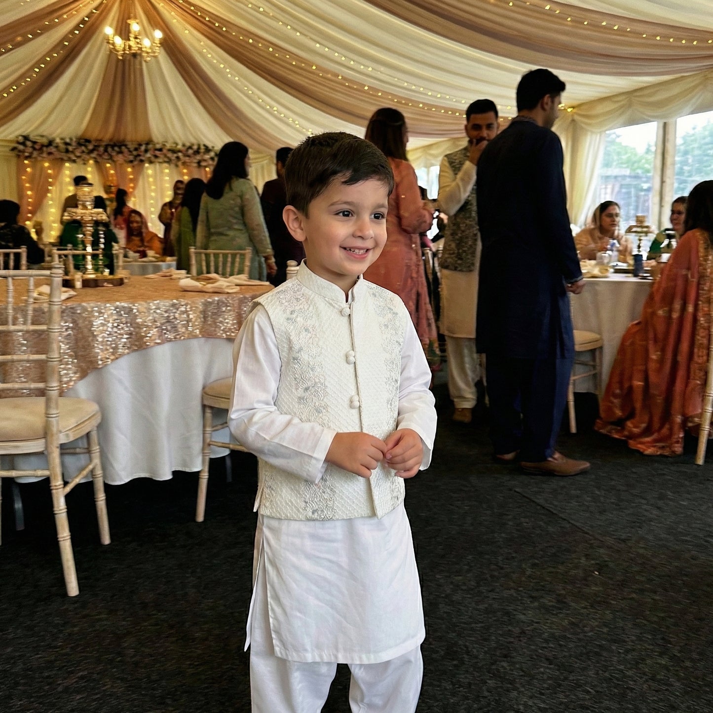 Boys 3-Piece Waistcoat Kurta Shalwar - Premium Traditional Outfit 1-4Y