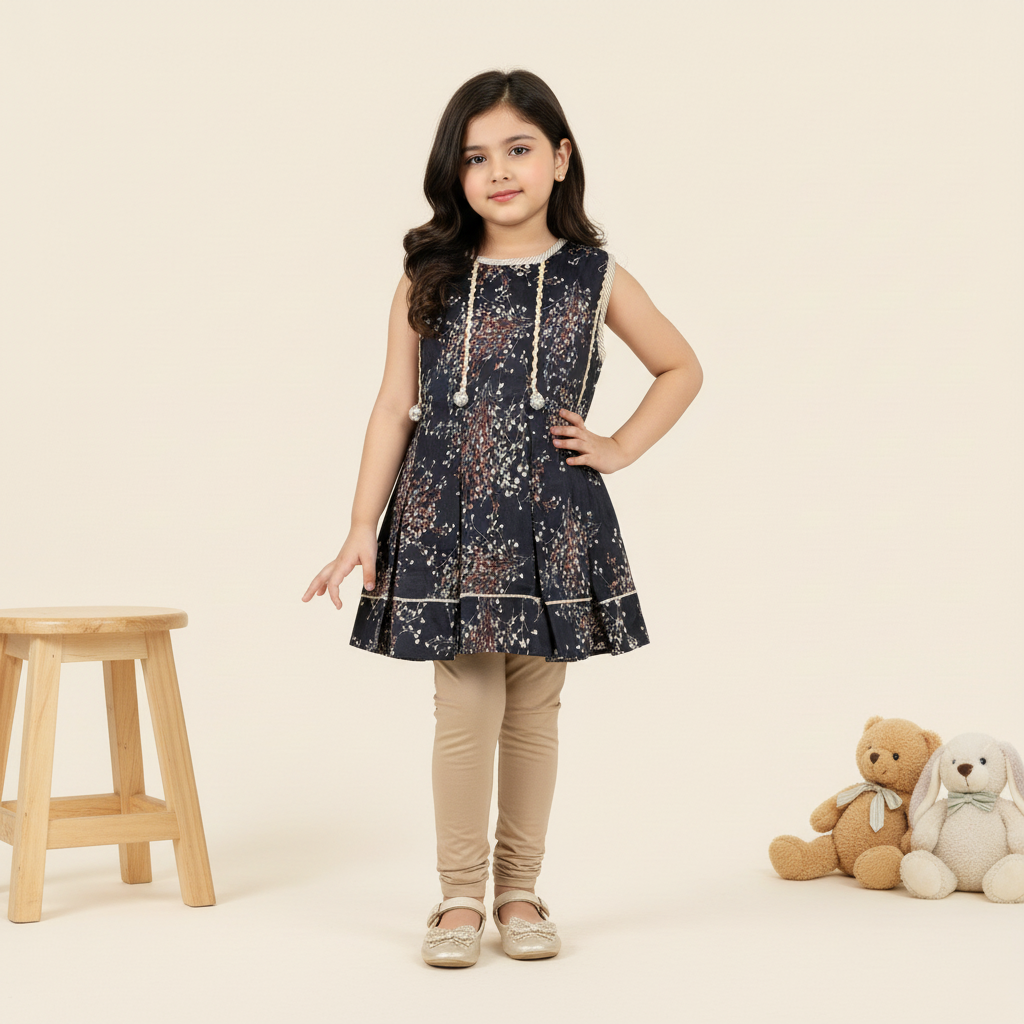 Baby Girl Black Elegant Kameez Shalwar - Premium Party Dress 12M-4Y