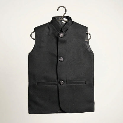 Boys Black Waistcoat - Classic Formal Wear 1-4Y
