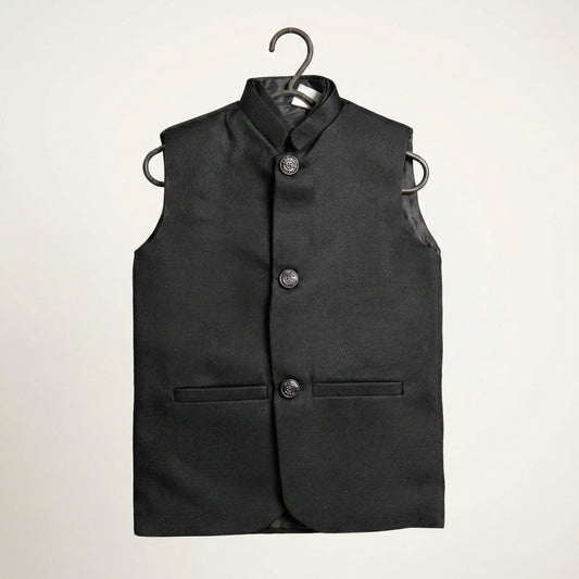 Boys Black Waistcoat - Classic Formal Wear 1-4Y