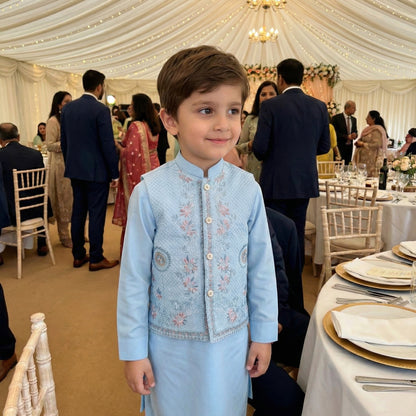 Boys 3-Piece Waistcoat Kurta Shalwar - Premium Traditional Outfit 3-4Y