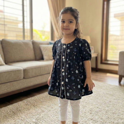 Baby Girl Black Floral Frock - Elegant Party Dress 12M-3Y