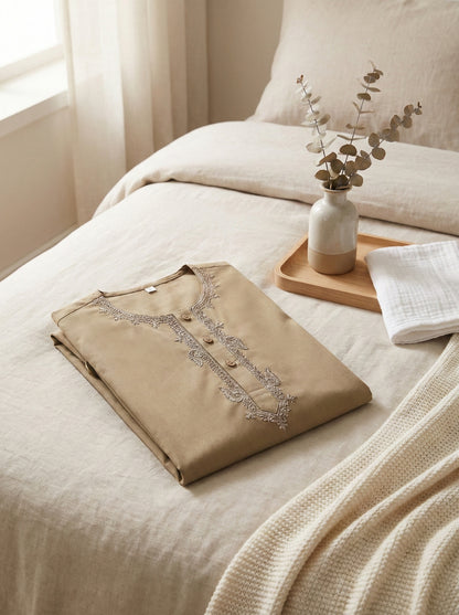 Baby Boy Brown Kurta Shalwar - Traditional Outfit 3-6M