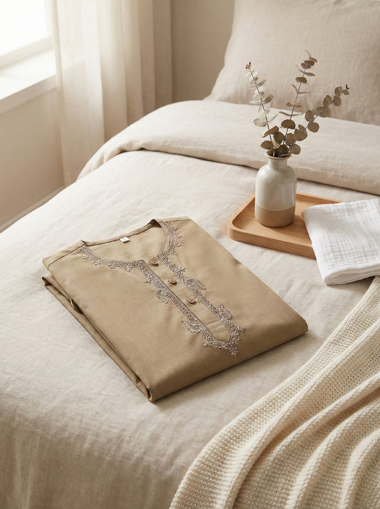 Baby Boy Brown Kurta Shalwar - Traditional Outfit 3-6M