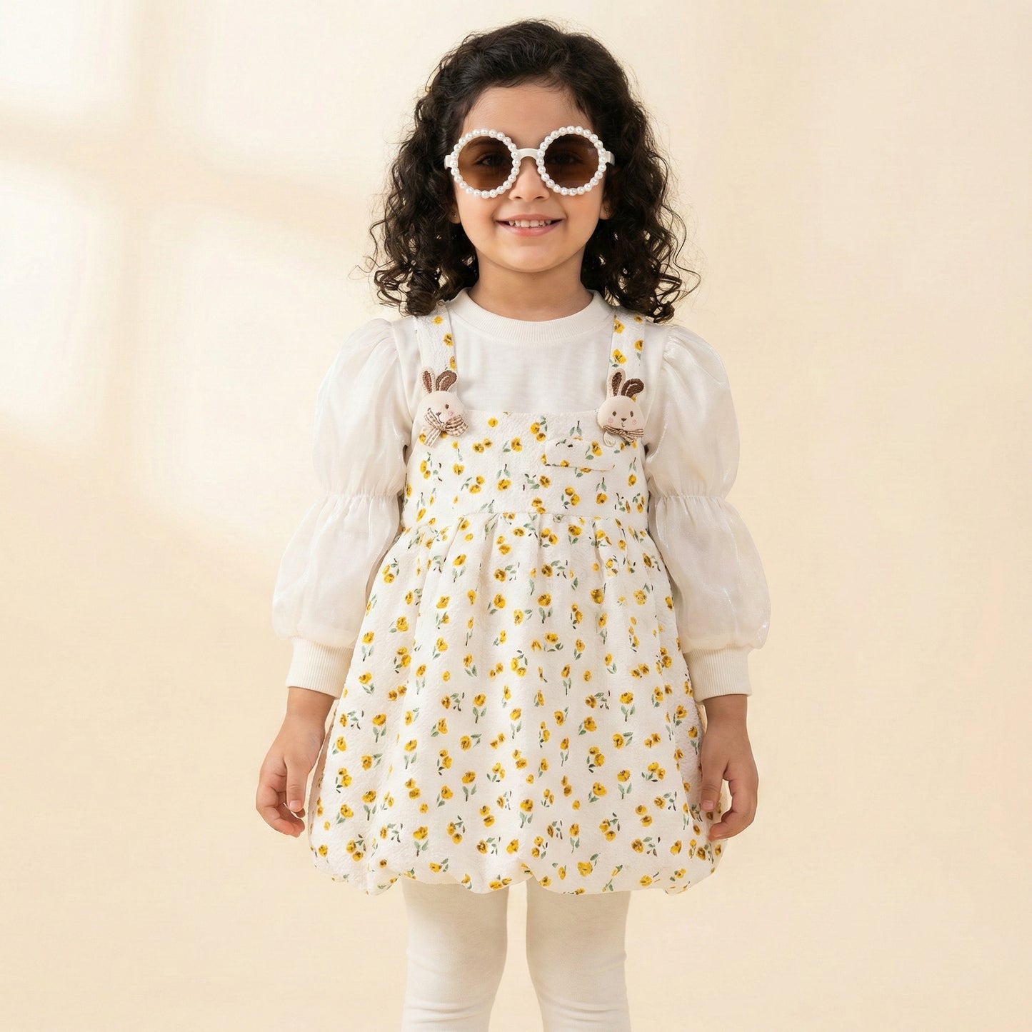 Baby Girl Yellow Floral Frock - Cheerful Party Dress 12M-3Y