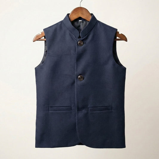 Boys Navy Blue Waistcoat - Classic Formal Wear 1-4Y