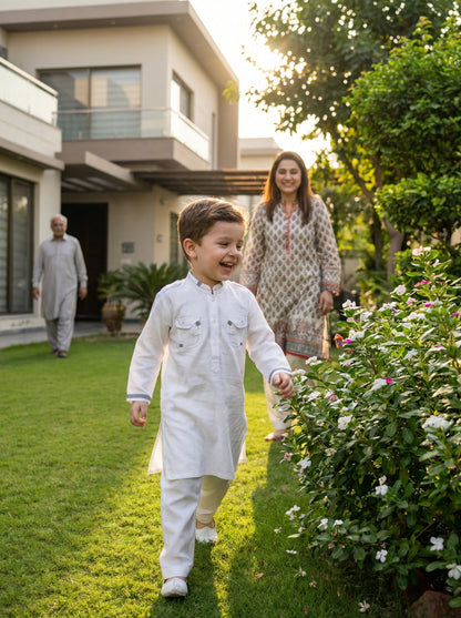 Boys Stylish Kurta Shalwar - Double Pocket Traditional Outfit 1-4Y