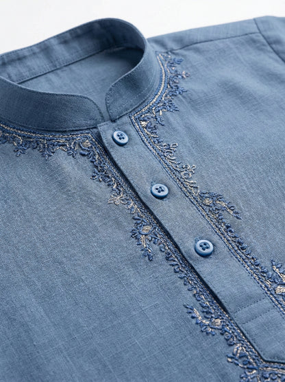 Baby Boy Blue Kurta Shalwar - Traditional Outfit 3-6M