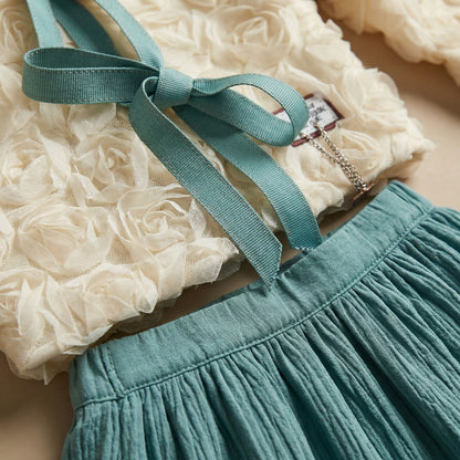 Baby Girl Jacket & Flapper Set - White & Green Outfit 2-5Y