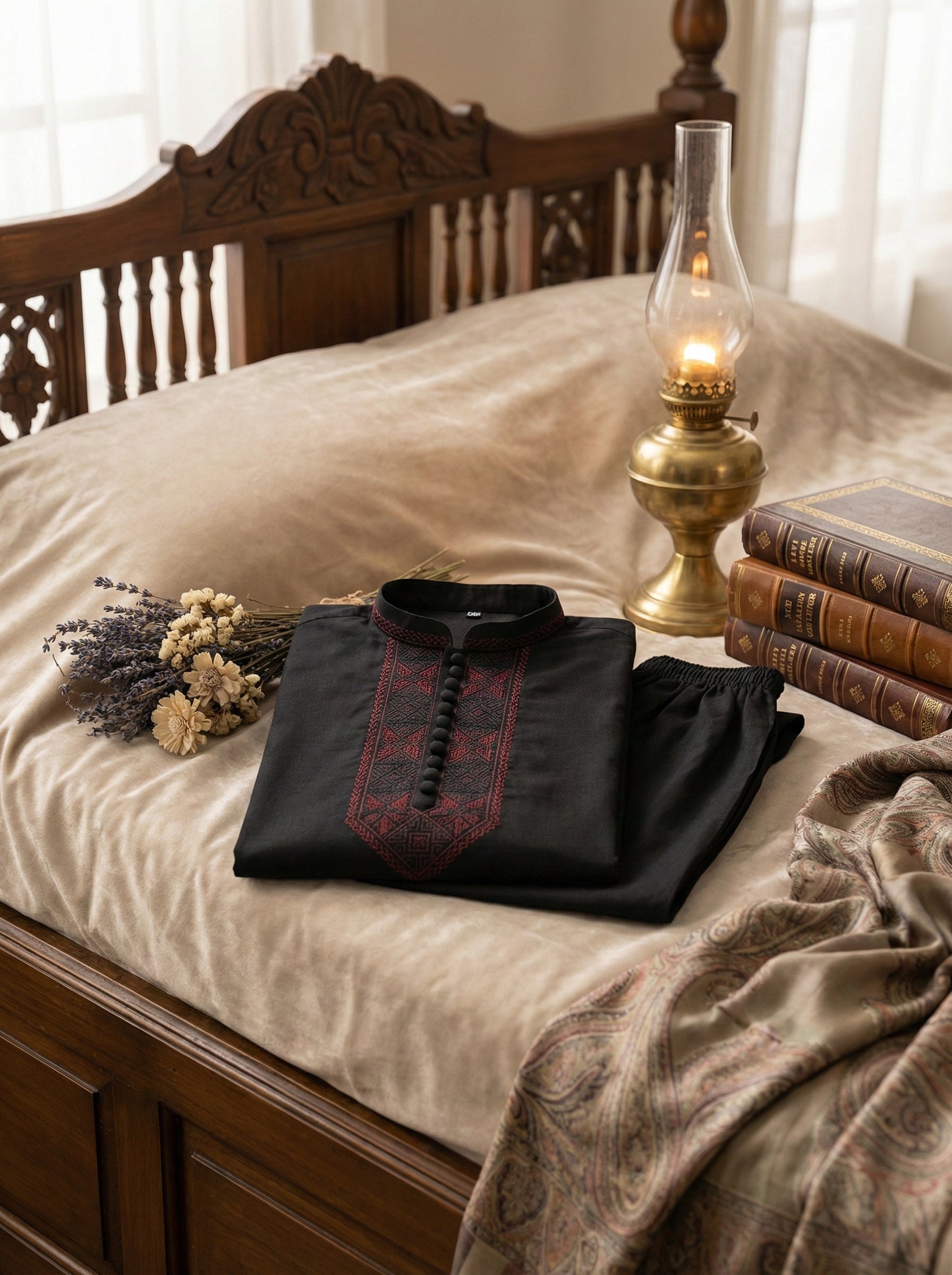 Boys Stylish Black Kurta Shalwar - Traditional Outfit 1-4Y