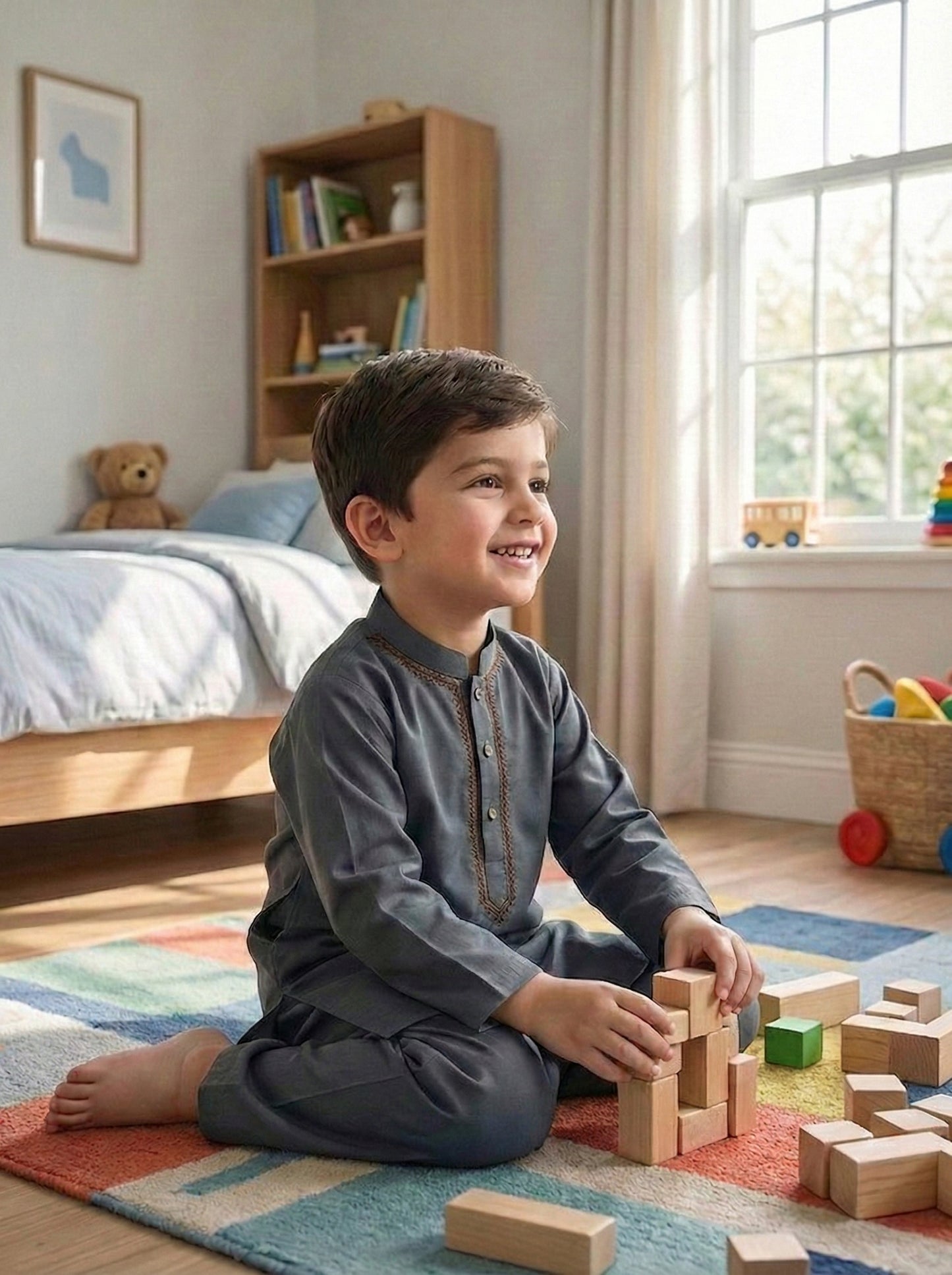 Baby Boy Dark Green Kurta Shalwar - Traditional Outfit 6-9M