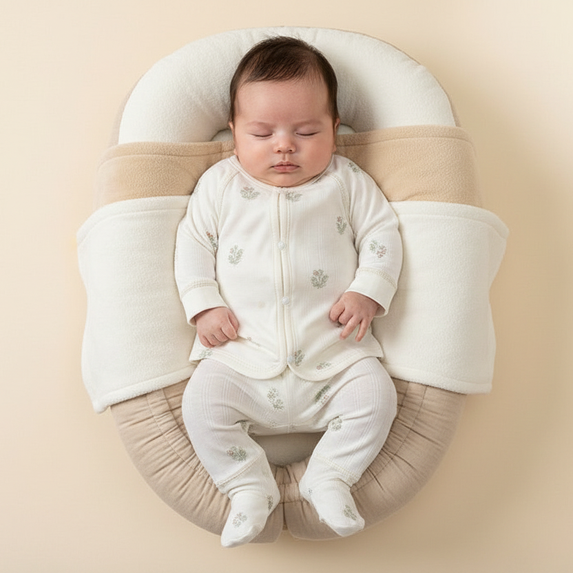 Imported 2-Piece Baby Suit Cream Color - Lightweight Outfit for Newborn 0-6M