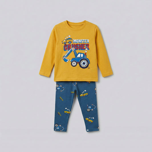 Boys 2-Piece Outfit - Trouser & Shirt Car Design 18M-4Y