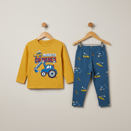 Boys 2-Piece Outfit - Trouser & Shirt Car Design 18M-4Y