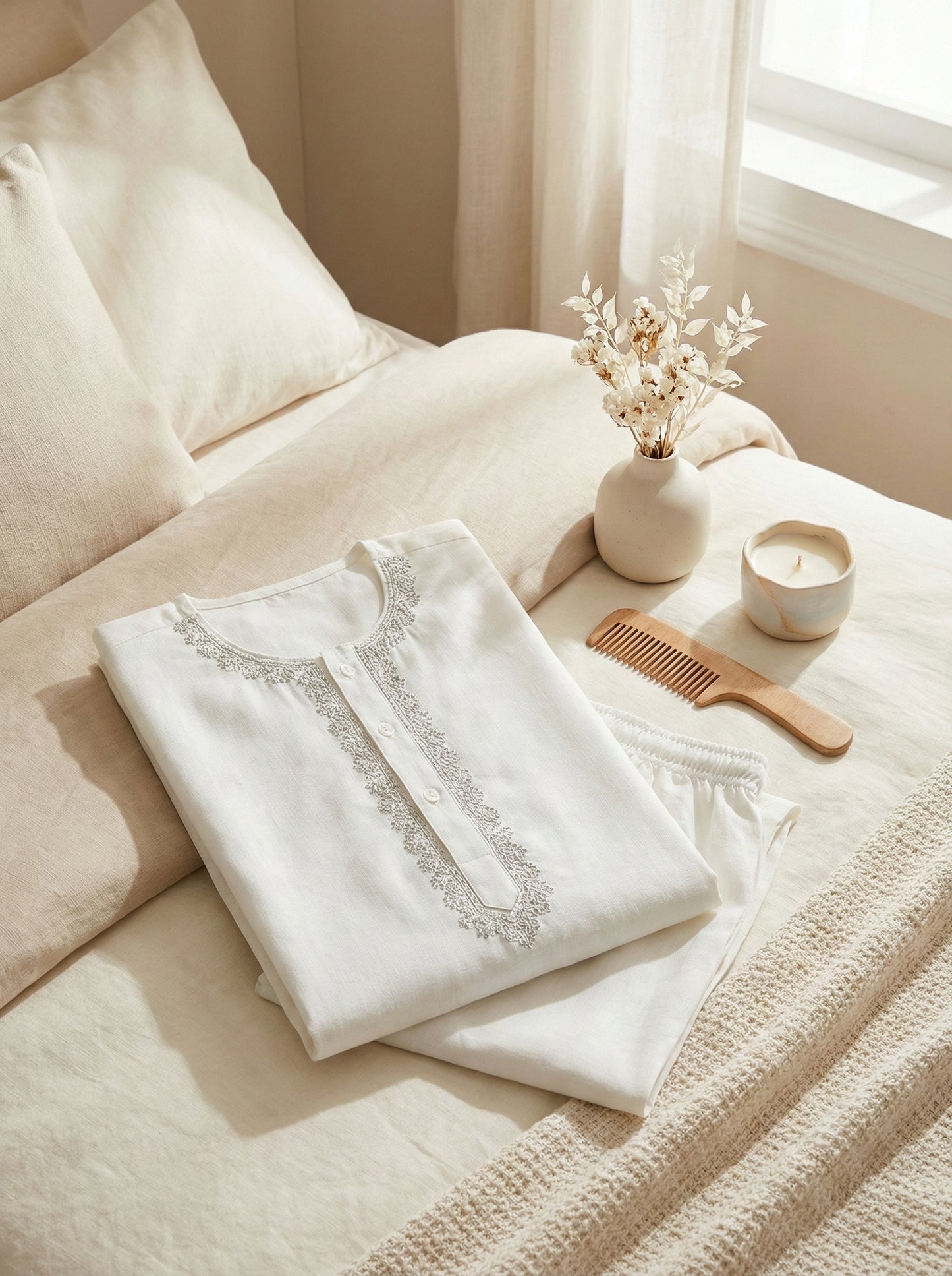 Baby Boy White Kurta Shalwar - Traditional Outfit 3-9M