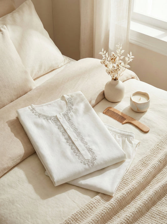 Baby Boy White Kurta Shalwar - Traditional Outfit 3-9M