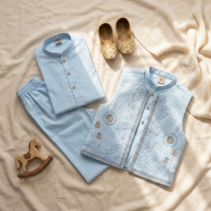 Boys 3-Piece Waistcoat Kurta Shalwar - Premium Traditional Outfit 3-4Y