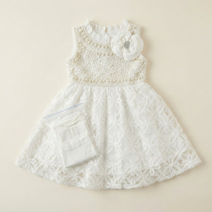 Luxury White Frock - Premium Elegant Baby Girl Dress 18M-4Y