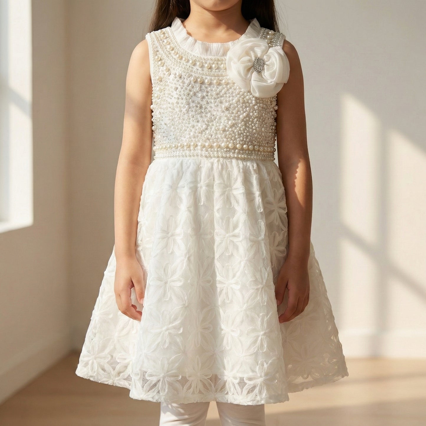 Luxury White Frock - Premium Elegant Baby Girl Dress 18M-4Y