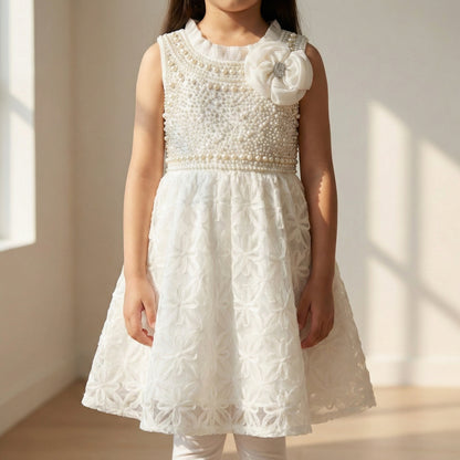 Luxury White Frock - Premium Elegant Baby Girl Dress 18M-4Y