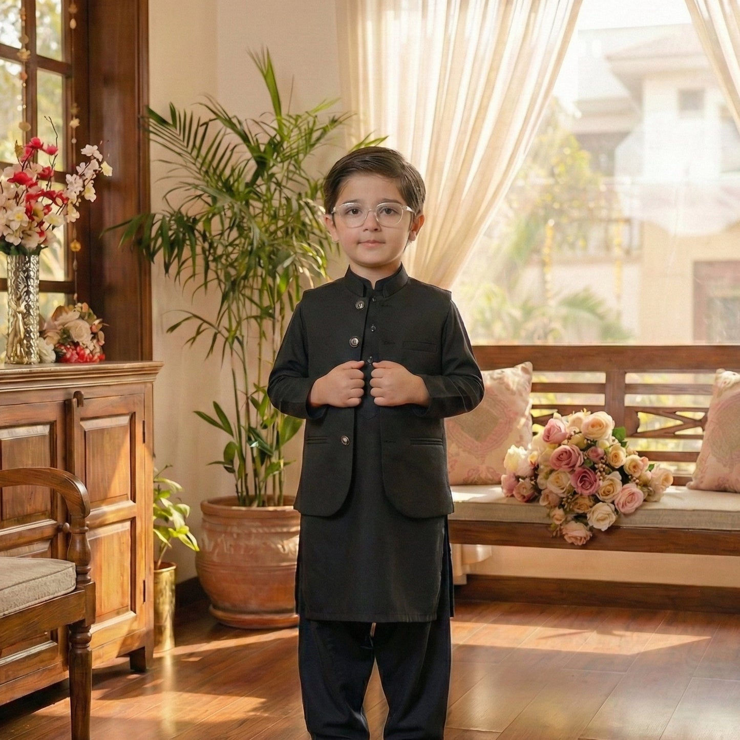Boys Black Waistcoat - Classic Formal Wear 1-4Y