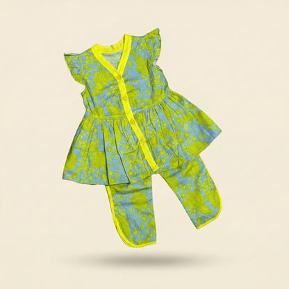 Baby Girl Green Floral Printed Frock - Beautiful Party Dress 12M-3Y