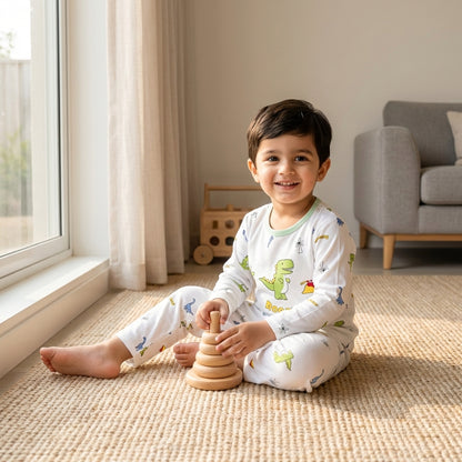 Boys 2-Piece Outfit - Shirt & Trouser Dinosaur Character Design 12M-4Y