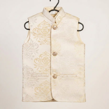 Boy Premium Golden Waistcoat - Elegant Formal Wear 1-4Y