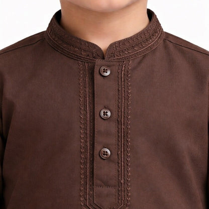 Eid Bundle - Brown Kurta Shalwar with Peshawari Chappal