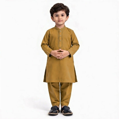 Eid Bundle - Mustard Kurta Shalwar with Peshawari Chappal