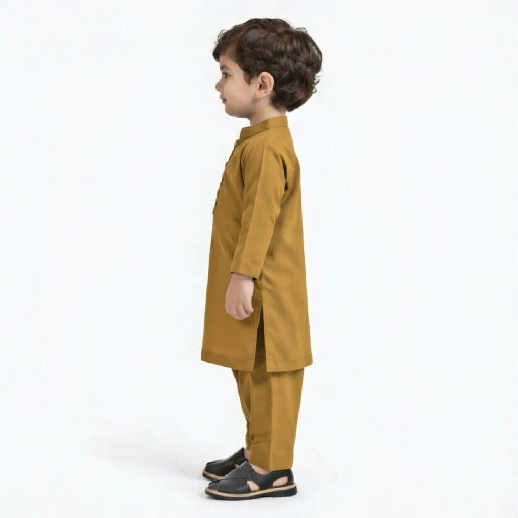 Eid Bundle - Mustard Kurta Shalwar with Peshawari Chappal