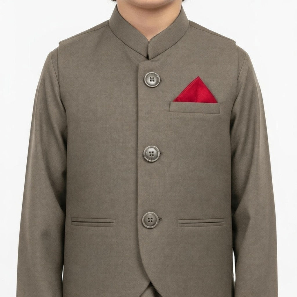 Boys Kurta Shalwar with Plain Waistcoat - Traditional Outfit 4-7Y