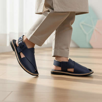 Kids Blue Peshawari Chappal - Handmade Traditional Sandals