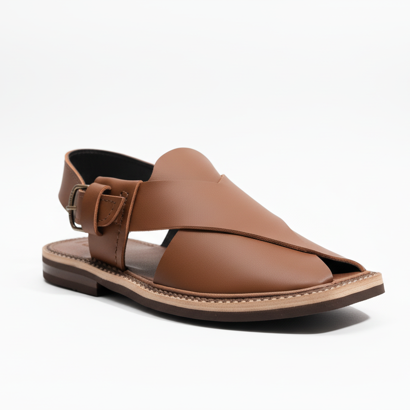 Kids Matte Brown Peshawari Chappal - Handmade Traditional Sandals