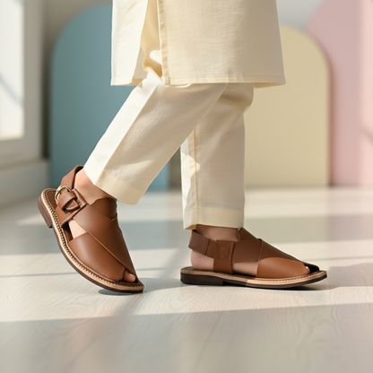 Kids Matte Brown Peshawari Chappal - Handmade Traditional Sandals