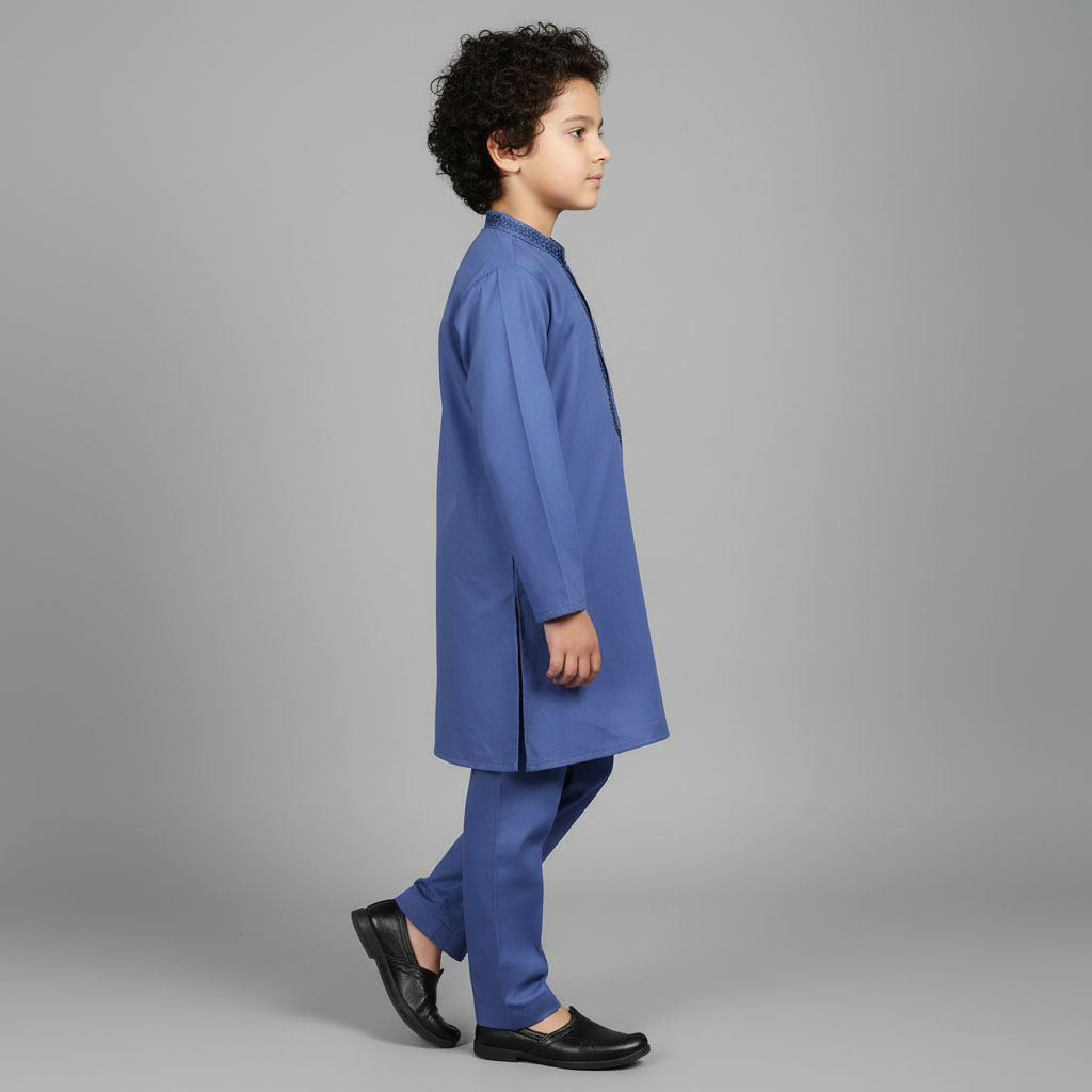 Boys Blue Kurta Shalwar - Classic Traditional Outfit 1-4Y